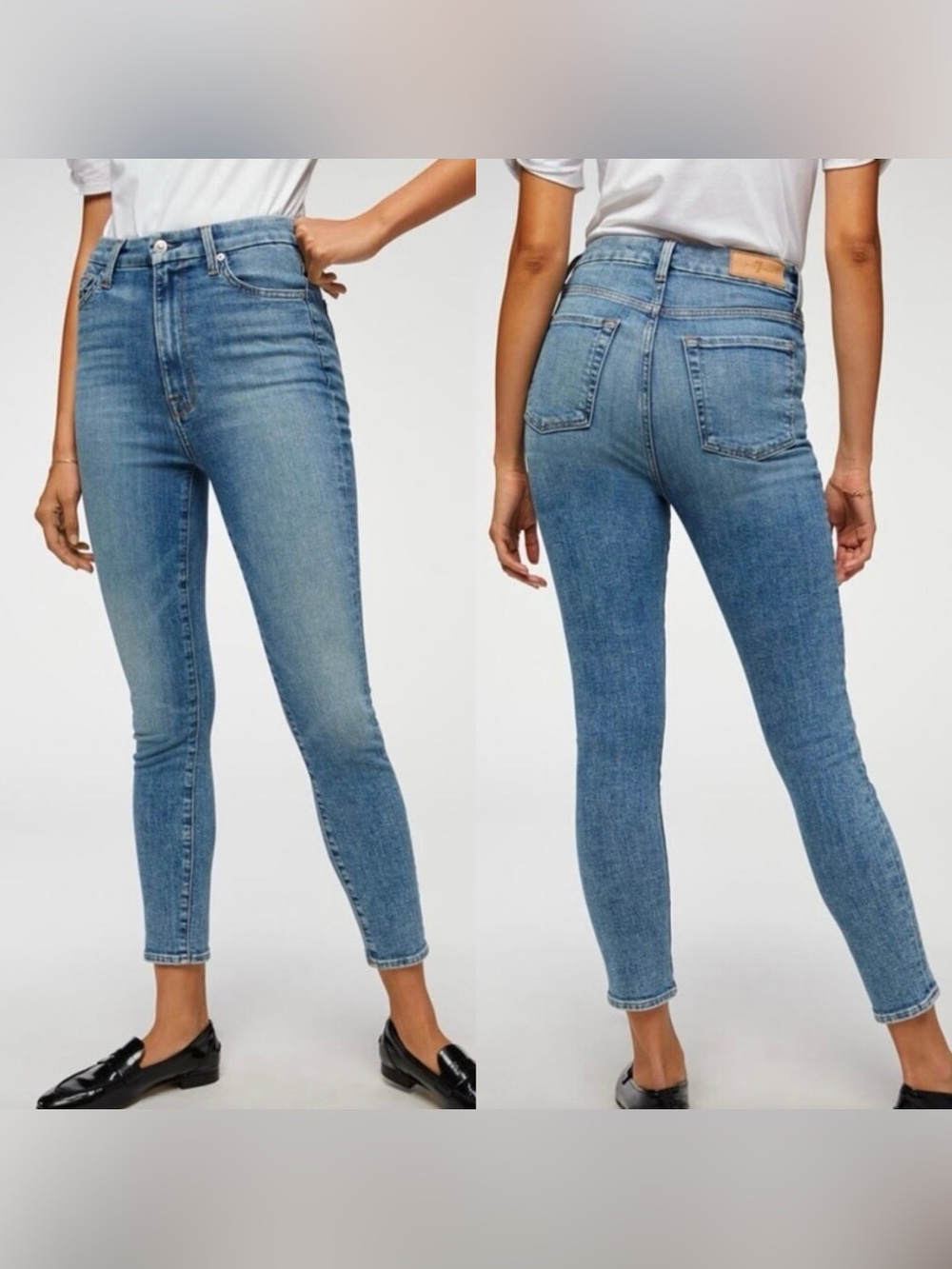 7 FOR ALL MANKIND Aubrey Luxe Vintage in Sloane Wash Ankle Skinny Jeans Size 26